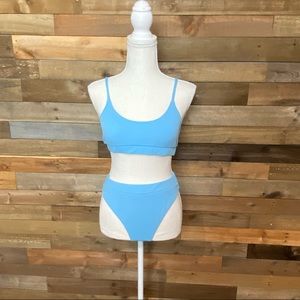 Shein sold color blue ribbed bikini medium